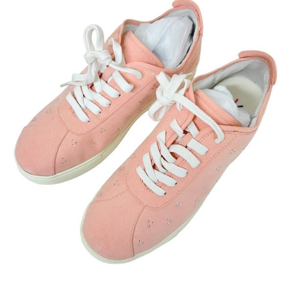 Isaac Mizrahi Sneakers ~ 8M Faux Suede Lace Up Crystal Pink Shoes Fashion NEW - Picture 2 of 8